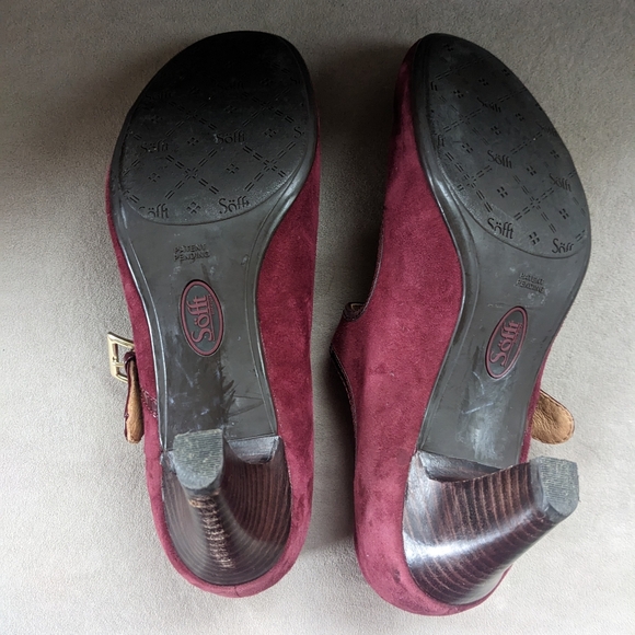 Sofft Obella Burgundy Red Suede Leather Mary Jane 3" Pumps Retro Heels Size 9.5M - Picture 5 of 5